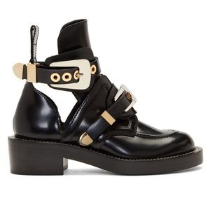 Balenciaga Black Leather Buckle Boot